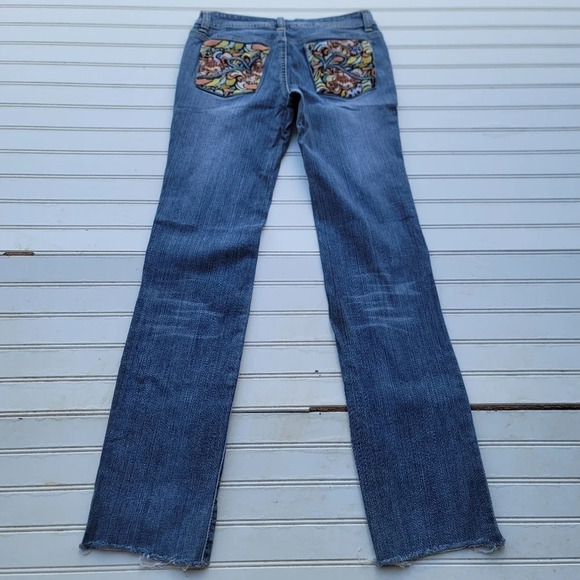 Rocawear Embroidered Stretch Woman's Flare Boot Cut Jeans Size 5 Juniors 28x31 - Picture 1 of 10
